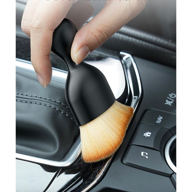 Chổi quét mini đầu cong sợi lông mềm dùng vệ sinh bụi bẩn nội thất ô tô, bảng điều khiển, cửa thoát khí, có nắp bảo vệ 5