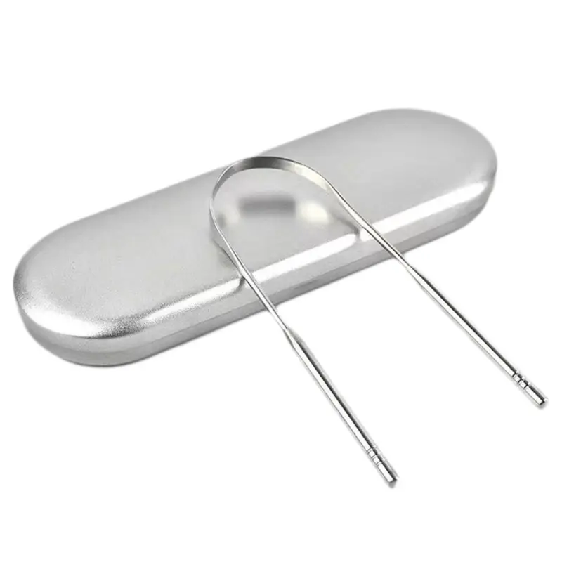 Stainless Tongue Scraper Metal Tongue Fresh Breath Cleaning Coated Toothbrush Oral Hygiene Tongue Scraper for Oral Hygiene Cleansing Stainless Steel Evening