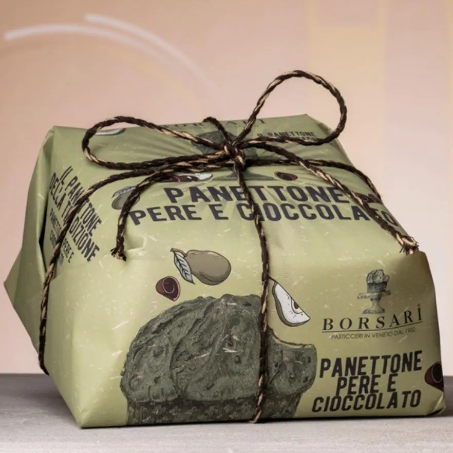 Panettone_ PEARS & CHOCOLATE  RUSTICO HANDWRAPPED 1KG