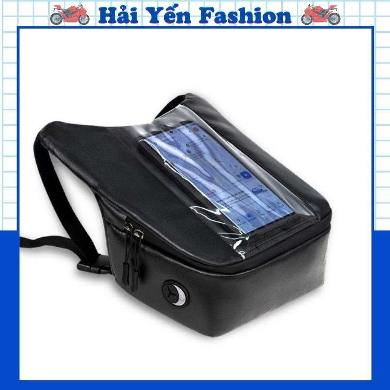 Túi Grab Để Điện Thoại Treo Đầu Xe Máy Kháng Nước Nhẹ Da SIMILI, Treo Ghi Đông Xe, Đựng Đồ Dùng, Cảm Ứng Điện Thoại