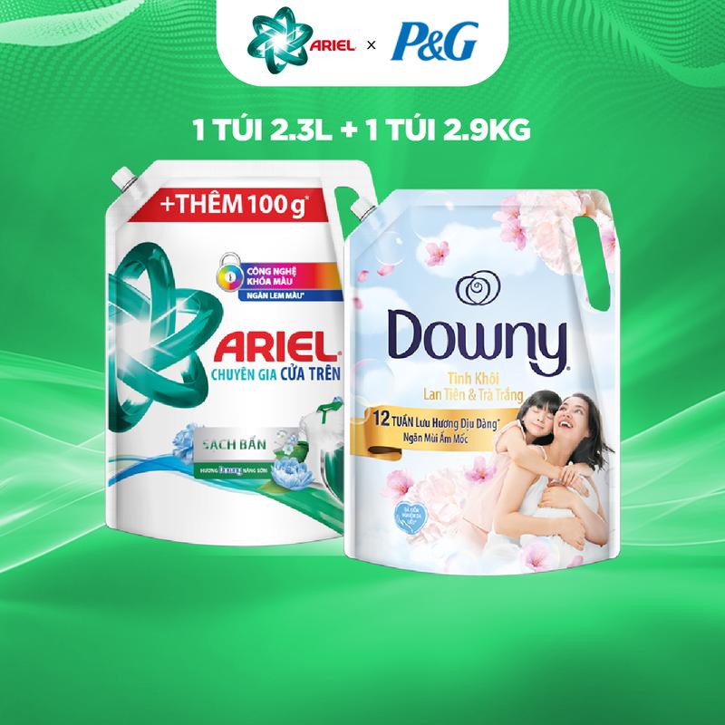 [FS BAU] Combo Túi Nước giặt Ariel 2.3kg/2.5kg/2.7kg/2.9kg Cửa Trên/ Cửa Trước các mùi hương & Nước Xả Vải Downy Tinh Khôi/Đam mê/ Huyền Bí 2.2-2.5L