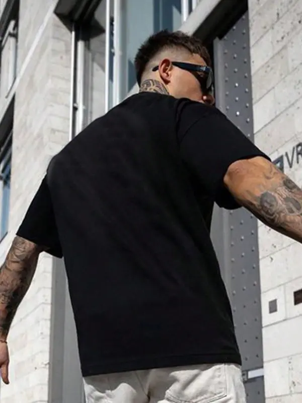Men's Regular Fit Plain Round Neck Tee, Casual Short Sleeve Crew Neck T-Shirt for Summer, Fashion Men's Top for Daily Wear, Tropical 1