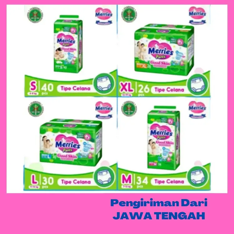 Merries Pants Baby Diapers Popok Bayi S40/M34/L30/XL26 JATENG