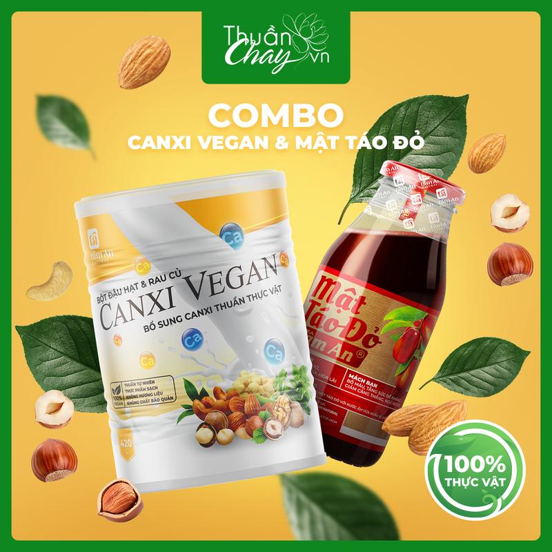 Combo Bột Canxi Vegan 420g & Mật Táo Đỏ Tâm An 250ml - Bột Hạt Ngũ Cốc Đậu Rau Củ
