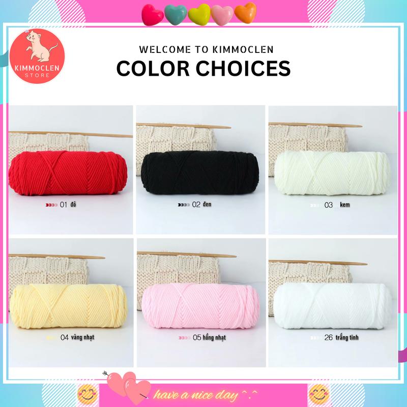 Len Cotton Love Cotton Ống 100gr Cỡ Sợi 3mm Mã 01-62 Siêu Ấm Mềm Mịn Cho Đan Móc Áo Len Khăn Quàng Cổ Mũ Găng Tay Chăn