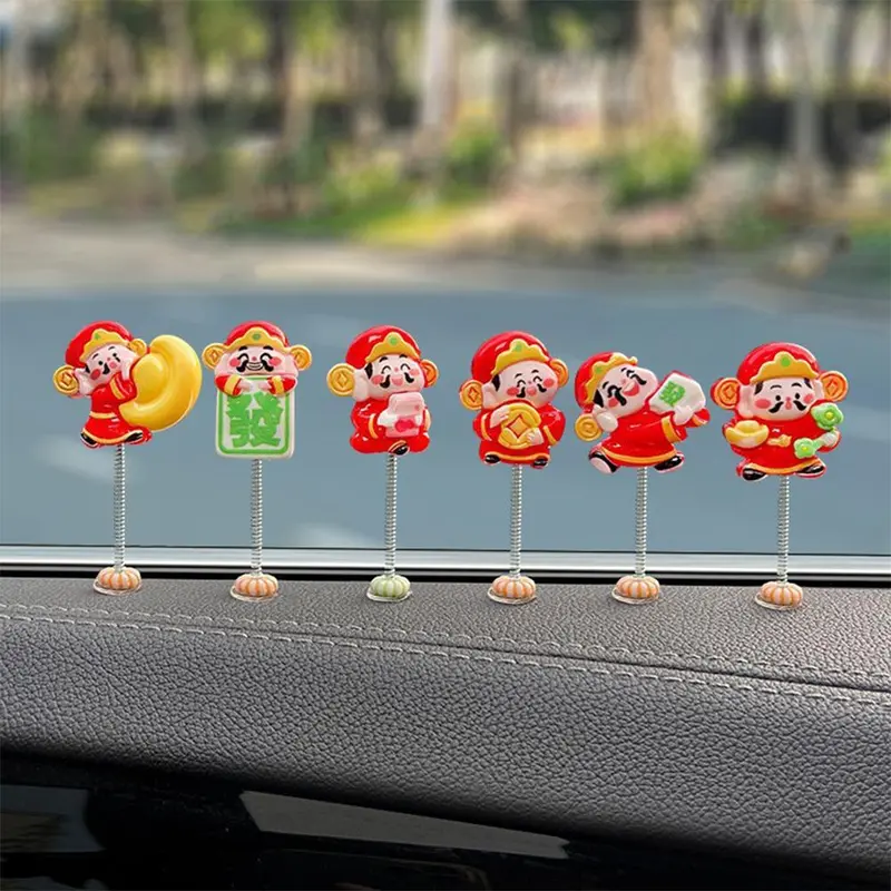 Đồ Trang Trí Xe Hơi, 6 Chiếc Lắc Đầu, Thần Tài Nhỏ Đồ Trang Trí Hoạt Hình Dễ Thương, Đồ Trang Trí Màn Hình Điều Hướng Bảng Điều Khiển, Dễ Thương Và Nhỏ Thích Hợp Để Trang Trí Xe Hơi 3