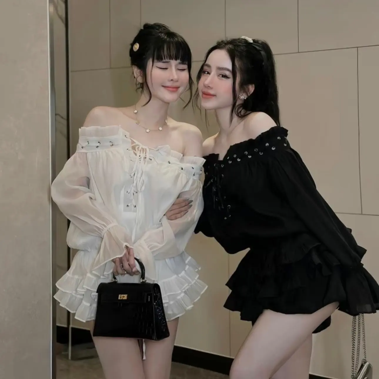 Váy đan ure 2 tầng tiểu thư( kèm quần bảo hộ) Nữ Women Voan