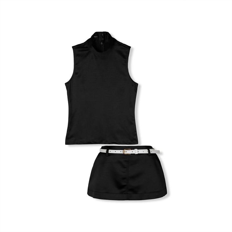 Set Nữ Loose Sleeveless Top Mini Skirt Chất Vải Phi 1 Da Thoải Mái WSB109,SOMEHOW Áo Women