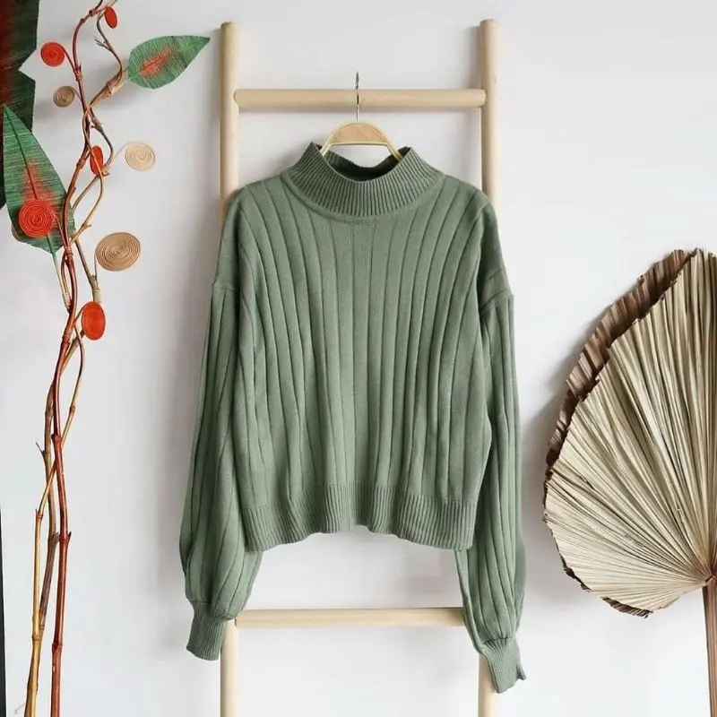 Jovanka Turtleneck Knitwear Atasan Wanita Baju Top Panjang