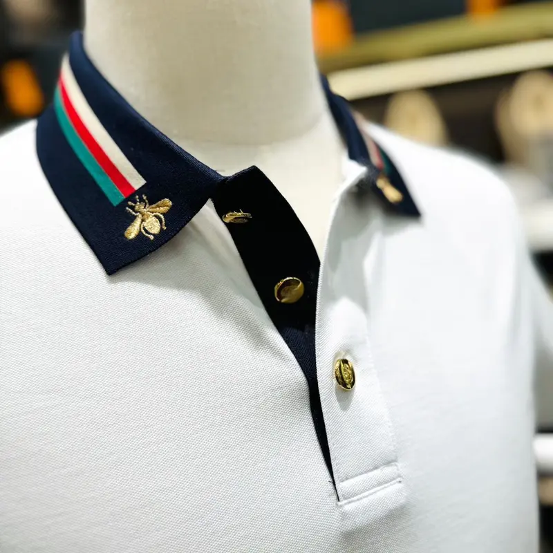 Polo 3045 Áo polo nam ngắn tay cúc vàng thêu cổ hoạ tiết ong hottrendd 1