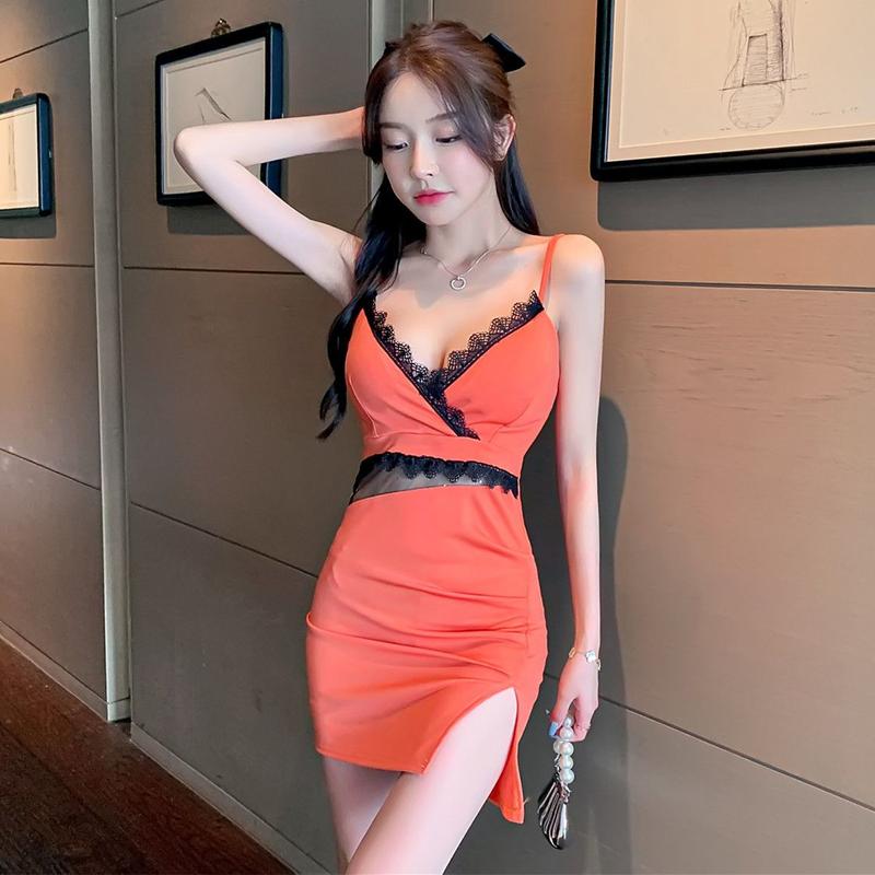 Váy Dây Eo Giảm Béo Cho Nữ, Thanh Lịch, Gợi Cảm, Cắt Thấp, Cổ Chữ V Sâu, Vỏ Bọc Gầy, Đầm, Màu Đỏ, Dress, Women 1