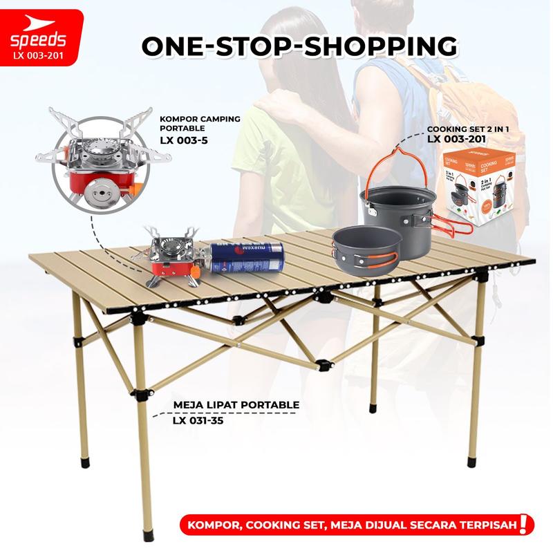 SPEEDS Alat Masak SET Mini Camping Cooking Paket Hiking Pancing Cookware Portable Tas Outdoor Aman  003-201 4