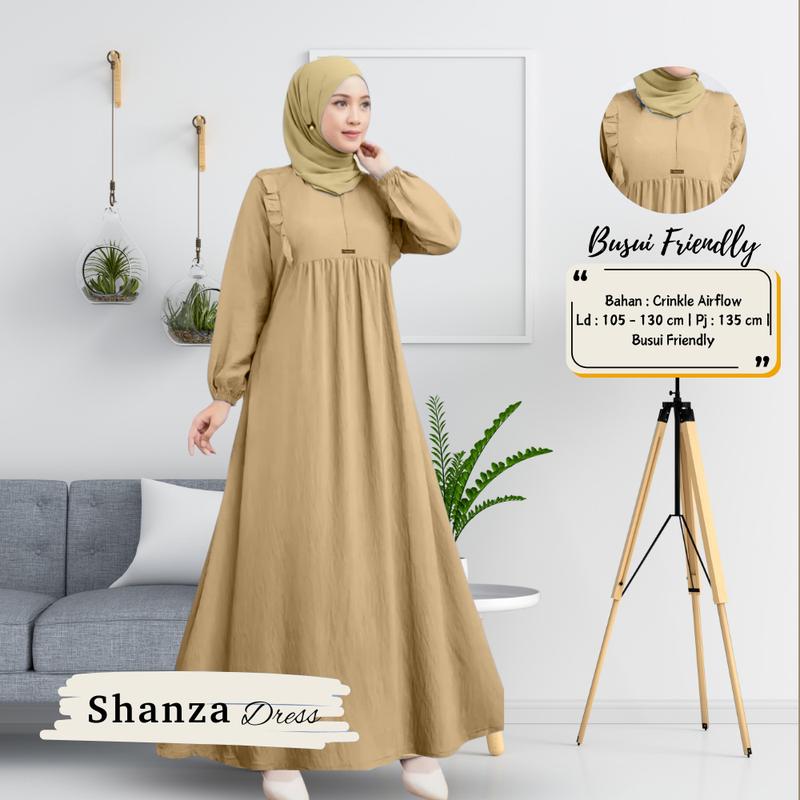 GAMIS POLOS MATT CRINKLE AIRFLOW DRESS CRINKLE CASUAL / SHANZA DRESS BUSUI / GAMIS JUMBO WANITA 1