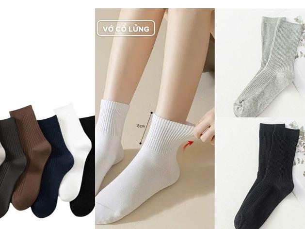 Combo 5 đôi vơ chân Dệt Kim đủ màu sắc Kiểu dáng Thời Trang Dày Dặn Menswear Nam Nữ 0