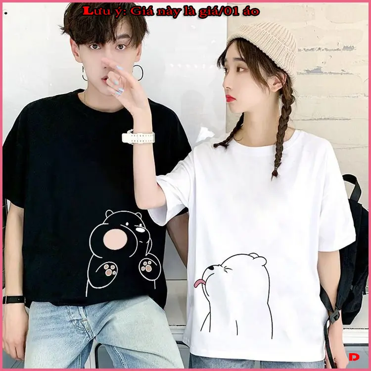 Áo đôi (Giá/01 áo), Áo Phông UNISEX GẤU nam nữ - Baggy rộng phong cách Hàn Quốc thời trang