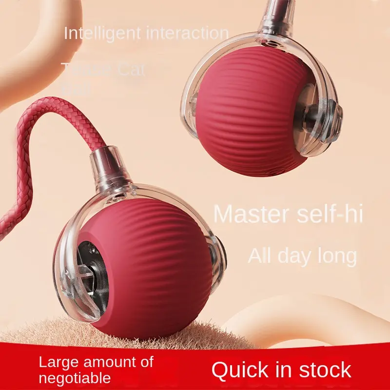 Durable Automatic Cat Teaser Toy Ball Cat Toy Ball Self-Entertainment Artifact with Rope Pet Supplies Jumping