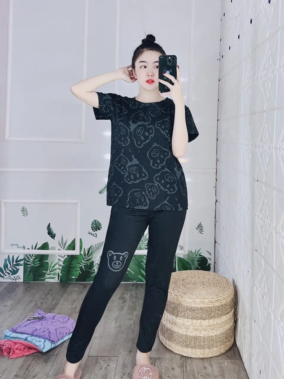 Set bộ  đồ   dài   in gấu