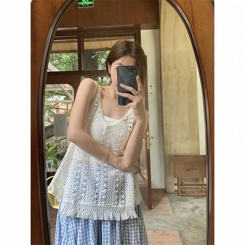 XẢ KHO NGHỈ BÁN Áo len lưới kiểu nữ chất dệt kim ba lỗ cách điệu năng động mặc đi biển đi chơi Hàn Quốc Kozoda AL227 Top Women