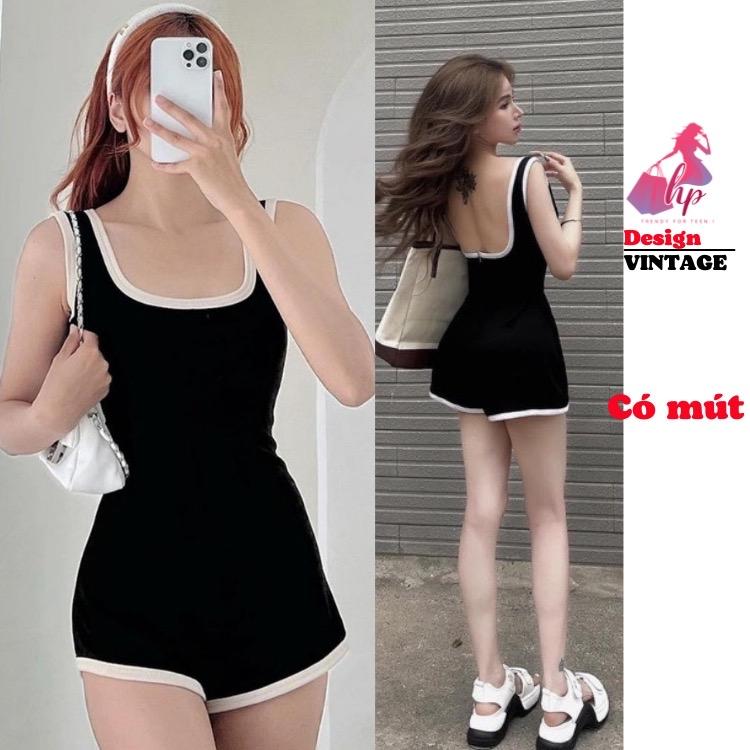 Jumsuit body 2 dây hở lưng có mút, áo liền quần đi biển chạy viền tôn dáng sang chảnh mùa hè G80 Nữ Women Thun