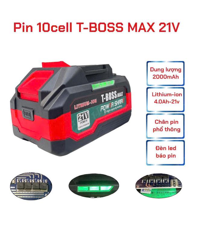 ( Hàng Thương Hiệu ) Pin 10 - 15 Cell T - Boss Max. Pin dùng cho máy siết bulong , máy khoan pin , máy mài pin ... Chân 4mm thông dụng