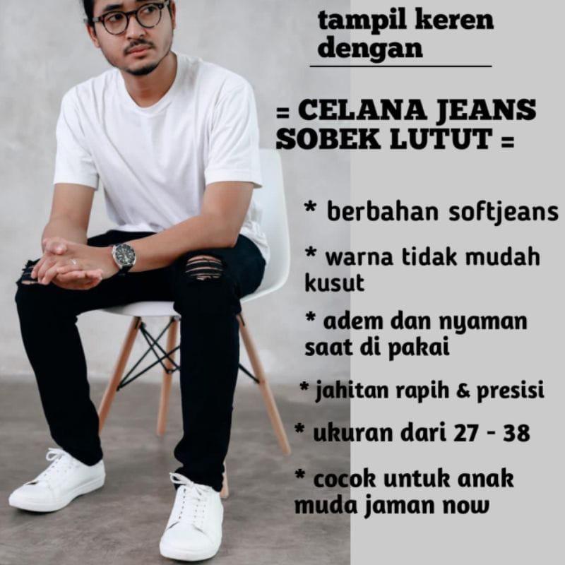 celana sobek pria slim skinny