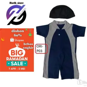 baju renang diving bayi usia 1-3 tahun laki-laki dan perempuan unisex original free topi