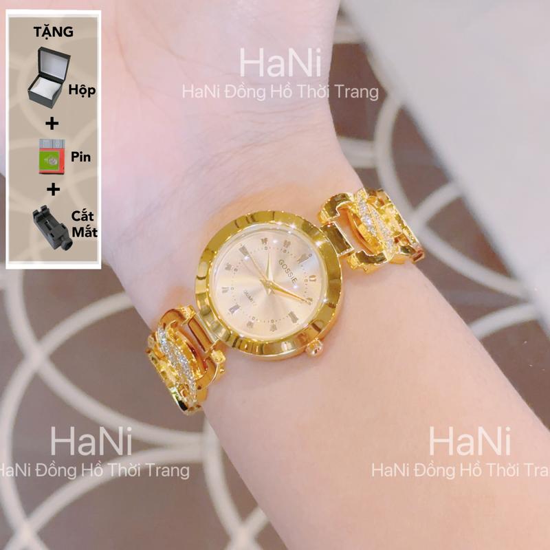 MUA 1 TẶNG 3 Đồng Hồ Nữ Gossie Dáng Lắc Xích Tròn 2 Màu Vàng Trắng Bạc - Watch Đeo Tay Women
