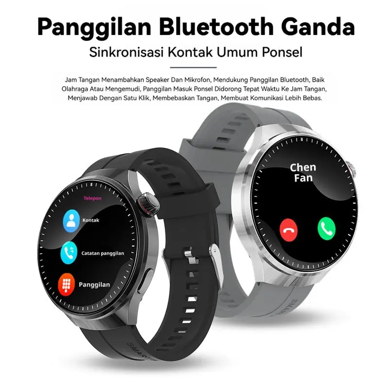 Yincoree Jam tangan pintar TB89/TB87 mendukung koneksi Bluetooth, layar sentuh full HD, tahan air IP68, pemantauan denyut jantung