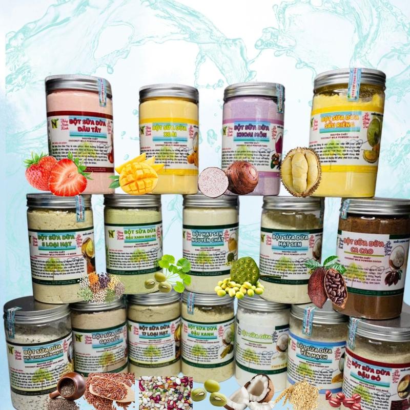 BỘT SỮA DỪA 16 VỊ - SẦU RIÊNG ,DÂU TÂY, XOÀI,CACAO,ĐẬU XANH RAU MÁ , KHOAI MÔN, ĐẬU XANH...