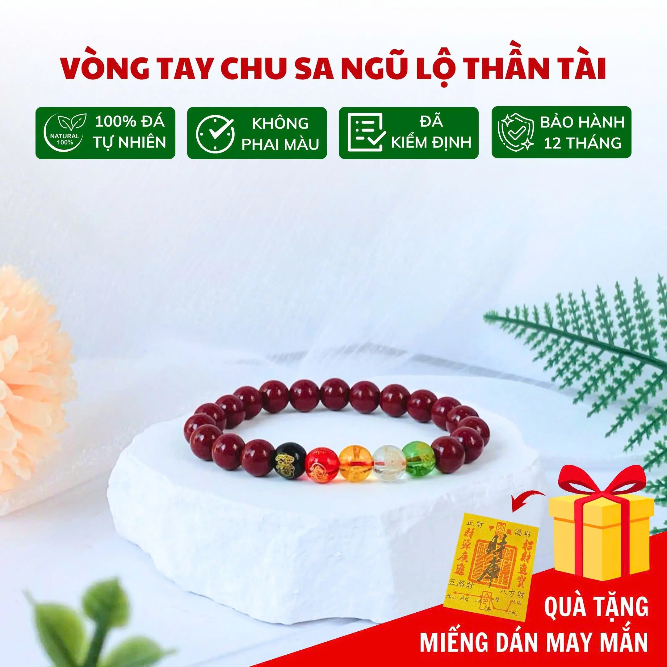 Vòng tay Chu Sa Ngũ lộ thần tài May Mắn - Tài Lộc- Bình An Phụ Kiện
