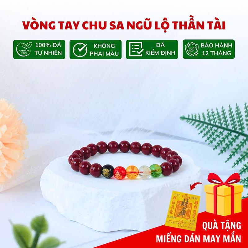 Vòng tay Chu Sa Ngũ lộ thần tài May Mắn - Tài Lộc- Bình An Phụ Kiện 0