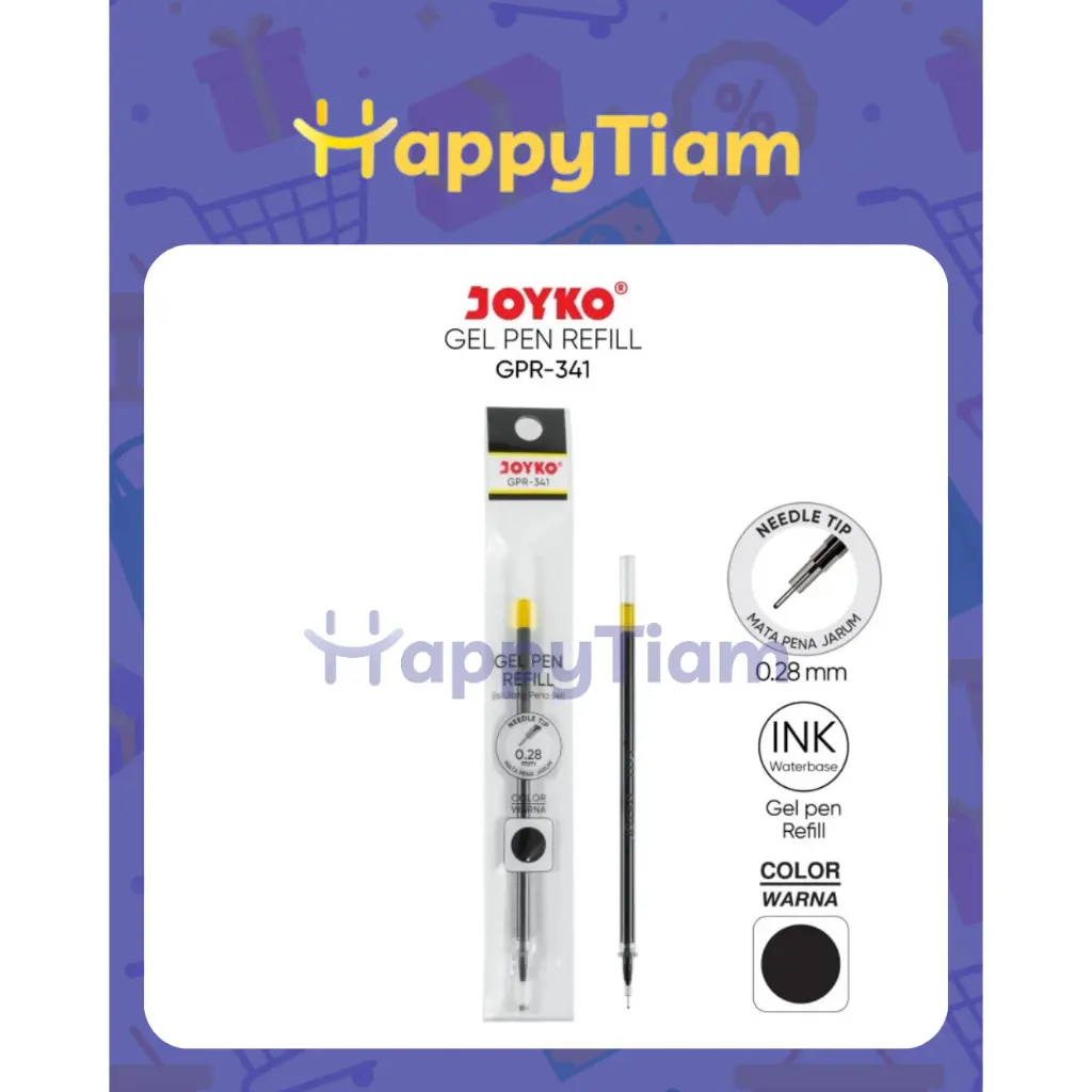 GEL PEN REFILL JOYKO GPR-341 0.28 mm ISI ULANG TINTA PENA PULPEN HITAM Black