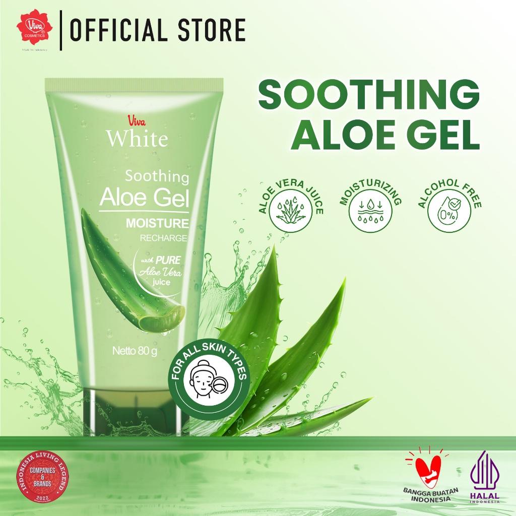 Viva White Soothing Aloe Gel 80gr - Gel Aloe Vera Pure & PH Balanced Tanpa Alkohol untuk Kulit & Rambut Sehat
