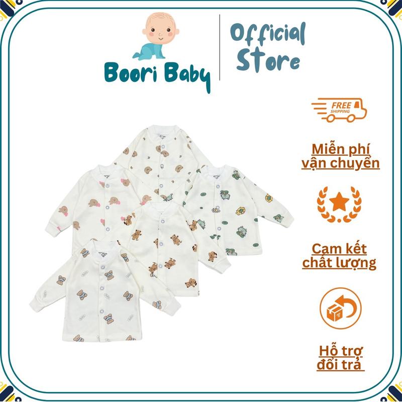  Áo nỉ cotton khuy giữa cổ trụ cho bé 0-9 tháng - Bảng màu siêu đẹp 