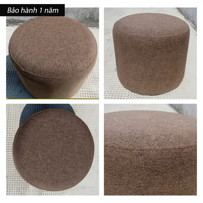 Ghế Đôn Sofa TRÒN FOREVER 84, Ghế Bàn Trang Điểm MÀU NÂU 30x30x30CM - Bọc Mút Dày Dặn - ĐỔI TRẢ TRONG VÒNG 3 NGÀY 8