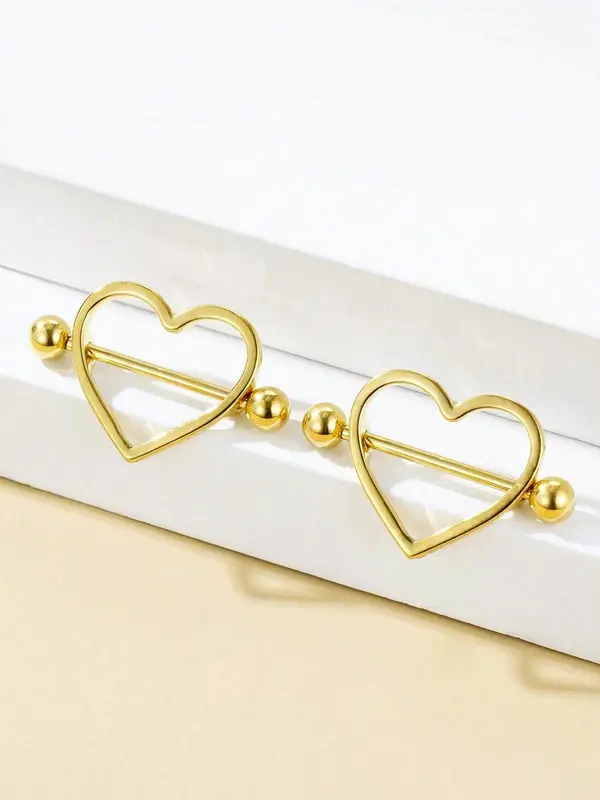 Summer Fashion Heart Shaped Nipple Ring, Nipple Piercing for Women, Trendy All-match & Exquisite Pierced Nails for Party, Daily Clothing Decor, Valentine's Day, Gift 4