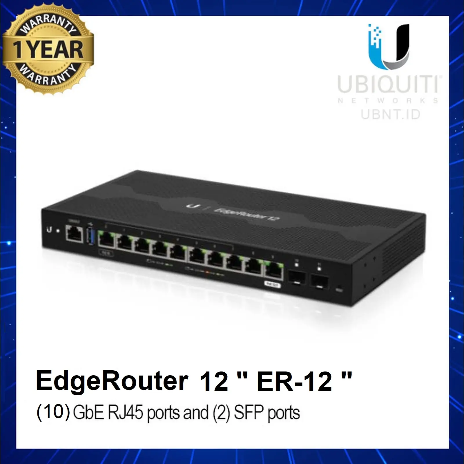 Ubiquiti ER-12 EdgeRouter Switch 10 Port Gigabit 2 Port Slot Module Sfp ...