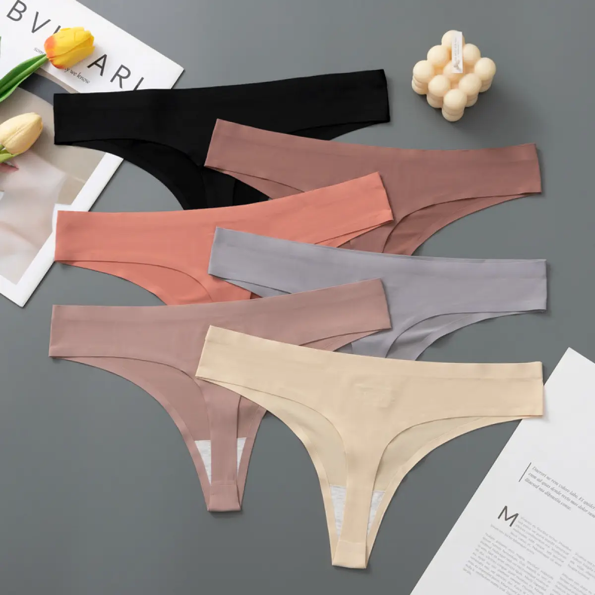 Seluar Dalam Bertingkat Rendah, Bahan Sutera Ais, Rekaan Lancar, Tali Seksi, Untuk Wanita Panties