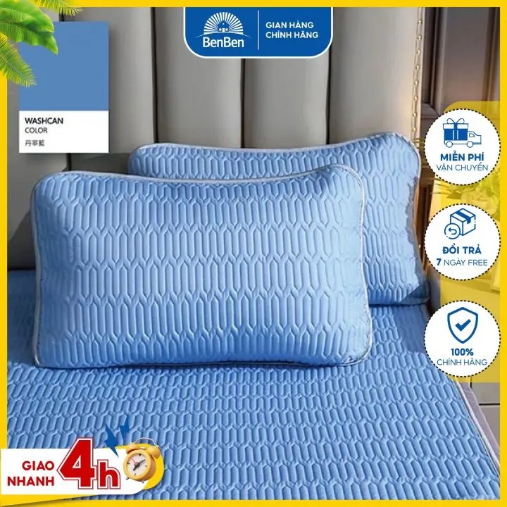Vỏ gối điều hòa cao su non tencel size 50x70cm, chất liệu mịn mát, giúp bạn có giấc ngủ ngon, áo gối cao su benben 0