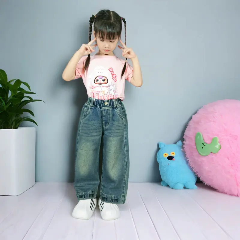 HANNA XUKA Quần Jean Bé Gái MA001 Chất Liệu Jean Mềm Mại Phong Cách Thời Trang 2 Màu Size 11-17 16-50KG Dễ Thương Dành Cho Bé Từ 5-14 Tuổi 7