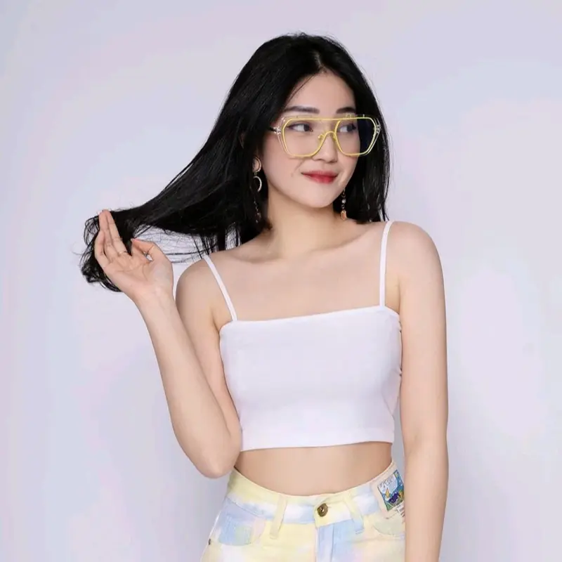 Ols Fashions - Atasan Wanita Crop Top Spandex Mini Pendek Korea Style Tank Panjang Rompi 1