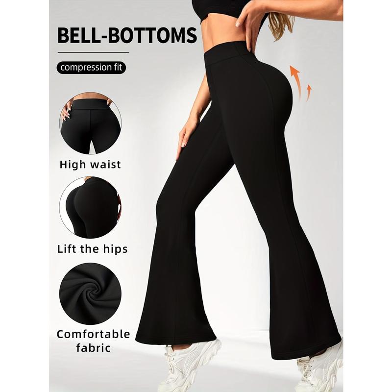 1 pair of Women's yoga pants, tummy control fitness leggings with non-transparent flared design 3