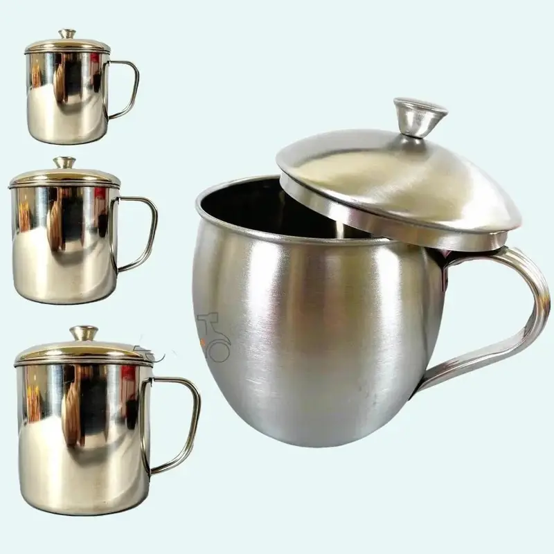 V- Ca cốc Inox có nắp/ Ly inox có nắp đậy uống nước, tách uống trà, cà phê inox sus 304 700ml/ ca thẳng inox 304 nh cốc  sứ 1