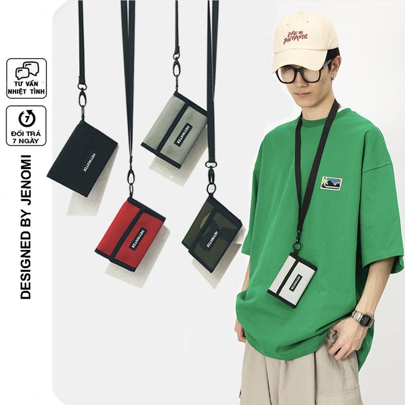 Ví Ngắn Unisex Nam Nữ Gập 3 Mini Có Dây Đeo Cổ, Bóp Nam Phong Cách Trẻ Trung, Nhỏ Gọn Tiện Dụng VD02