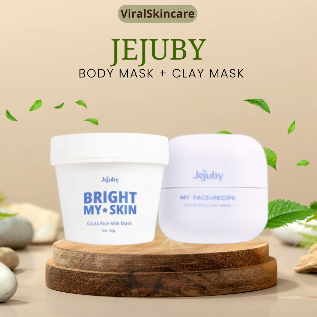 BUNDLING MASKER Jejuby Body Gluta Rice Milk Mask & Face Gluta Rice Clay Mask