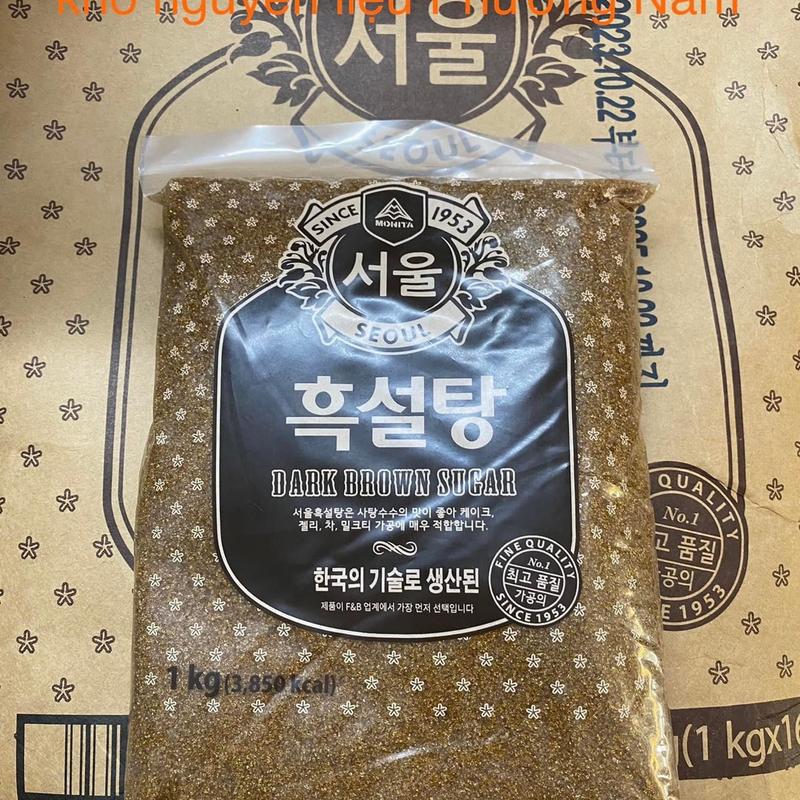 ĐƯỜNG ĐEN HÀN QUỐC (túi 1 kg), dùng làm sốt sữa tươi chân châu đường đen...