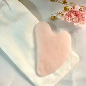 Rose Quartz Gua sha soft pink Penirus Wajah batu asli