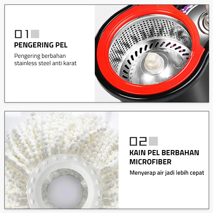 GM Bear Alat Pel Lantai Praktis 1018 - Ultra Spin Mop Aclima Black 6