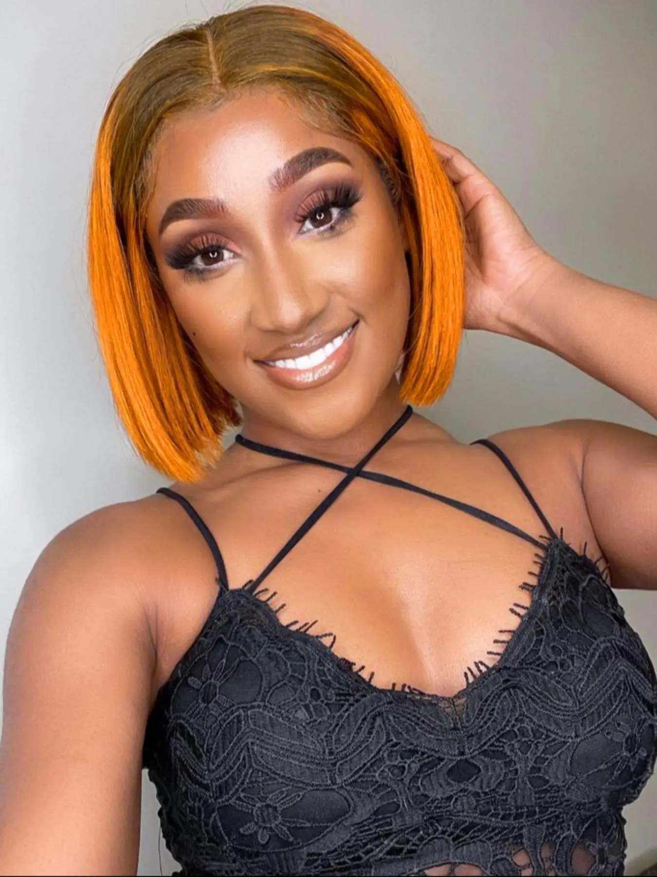 10 Inch Orange Gradient Color Bob Wig, Fashion Gorgeous Fluffy Wigs for Women, Breathable Wigs for Party, Daily Use