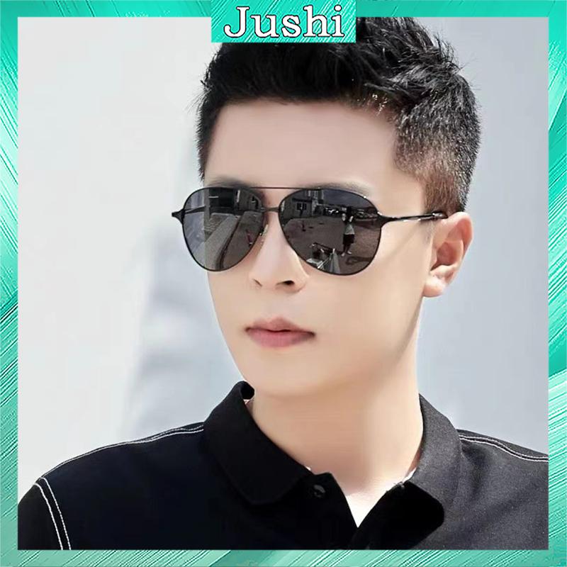 [KN4] Kính râm nam tia uv 2025, mắt kính đẹp phân cực đi xe, câu cá, du lịch màu đen, xám gọng tròn